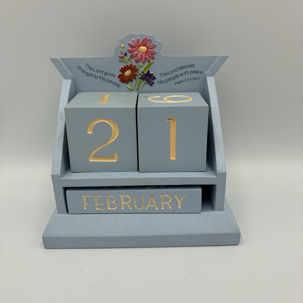 Dayspring Wooden Perpetual Calendar Sheep NURSERY Christian‎ Decor Y2K